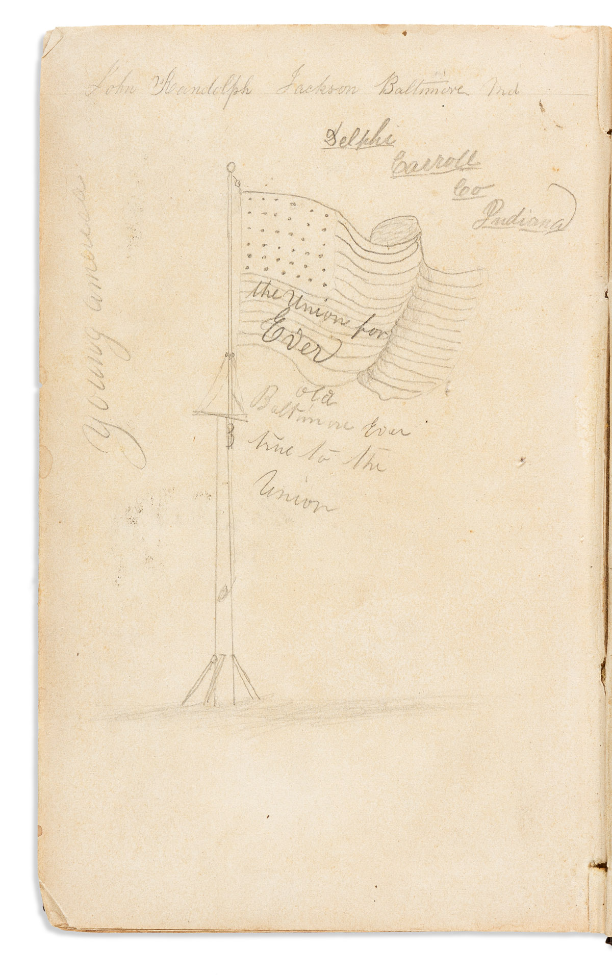 (CIVIL WAR.) A book defaced by a Union soldier with anti-rebel graffiti.